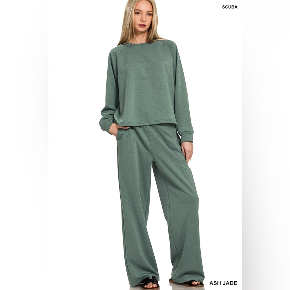 Zenana-Ash Jade Women's Wide Leg Lounge Set